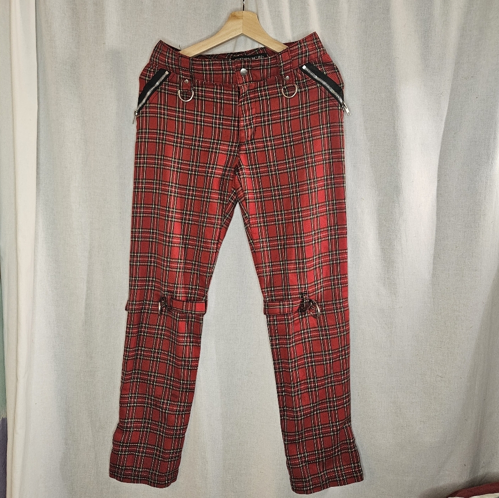 Rare Vintage Lip Service red plaid bondage pants size 28